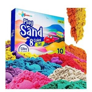 LITTLE CHUBBY ONE 8 Color Kids Play Sand Set 5 Lbs of Sand 10 Molds Non-Toxic